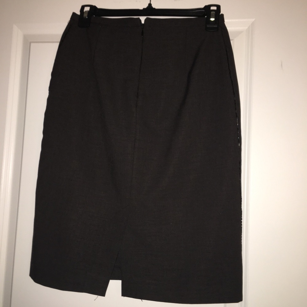 Dark grey pencil skirt with side sequence